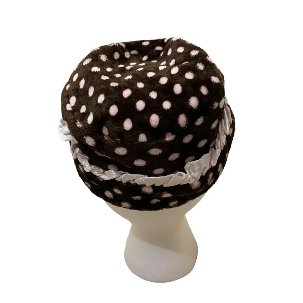 Giggle Moon Baby Girl's Size 18-24 Months Plush Hat Polka Dot Ruffled Satin